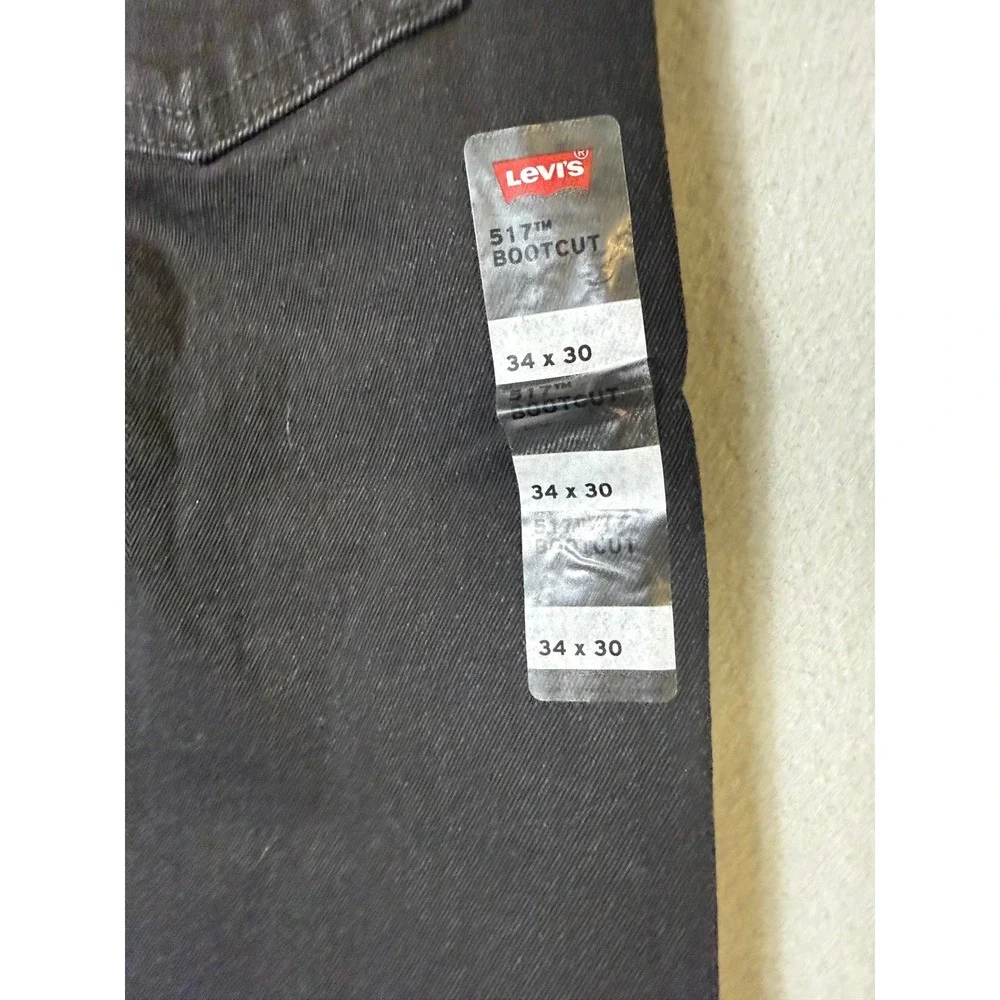 Levi's 517 Bootcut Men Jeans 34x30 Black NWT Slim Fit Denim 00517-3064